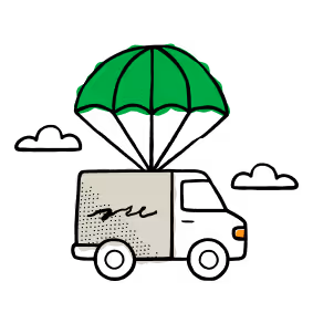 van with an umbrella in the sky