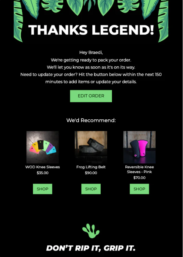 Klaviyo email upsell template